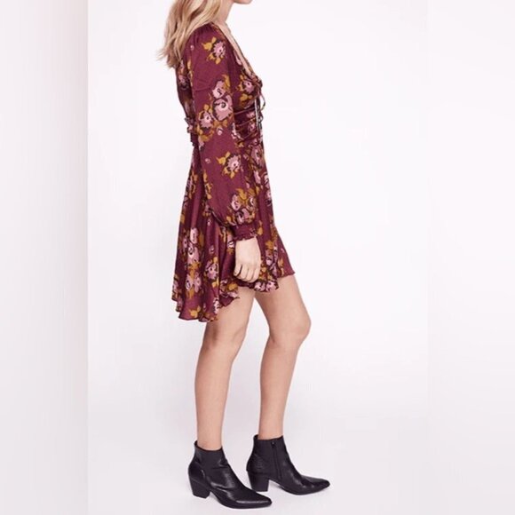 FREE PROPLE morning light purple floral satin mini dress 10 - Picture 3 of 14